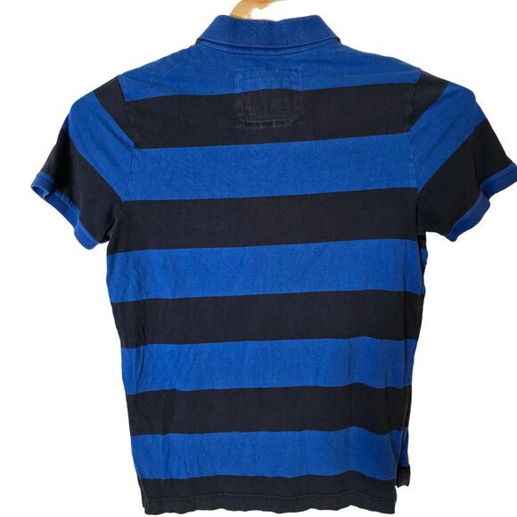 Abercrombie and Fitch Short Sleeve Polo‎ Shirt YXXL Youth Blue Striped - Picture 3 of 5